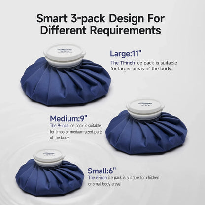 BICAREE Ice Pack for Injuries Reusable, Ice Bags Hot Water Bag for Hot & Cold Therapy and Pain Relief with Cover, No-Leak Elastic Breathable Ice Bag, Size 11"