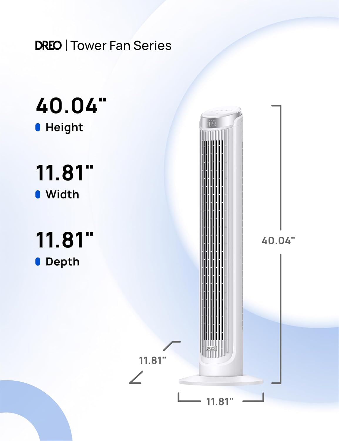 DREO Tower Fan for Bedroom, 90° Oscillating Fans that Blow Cold Air