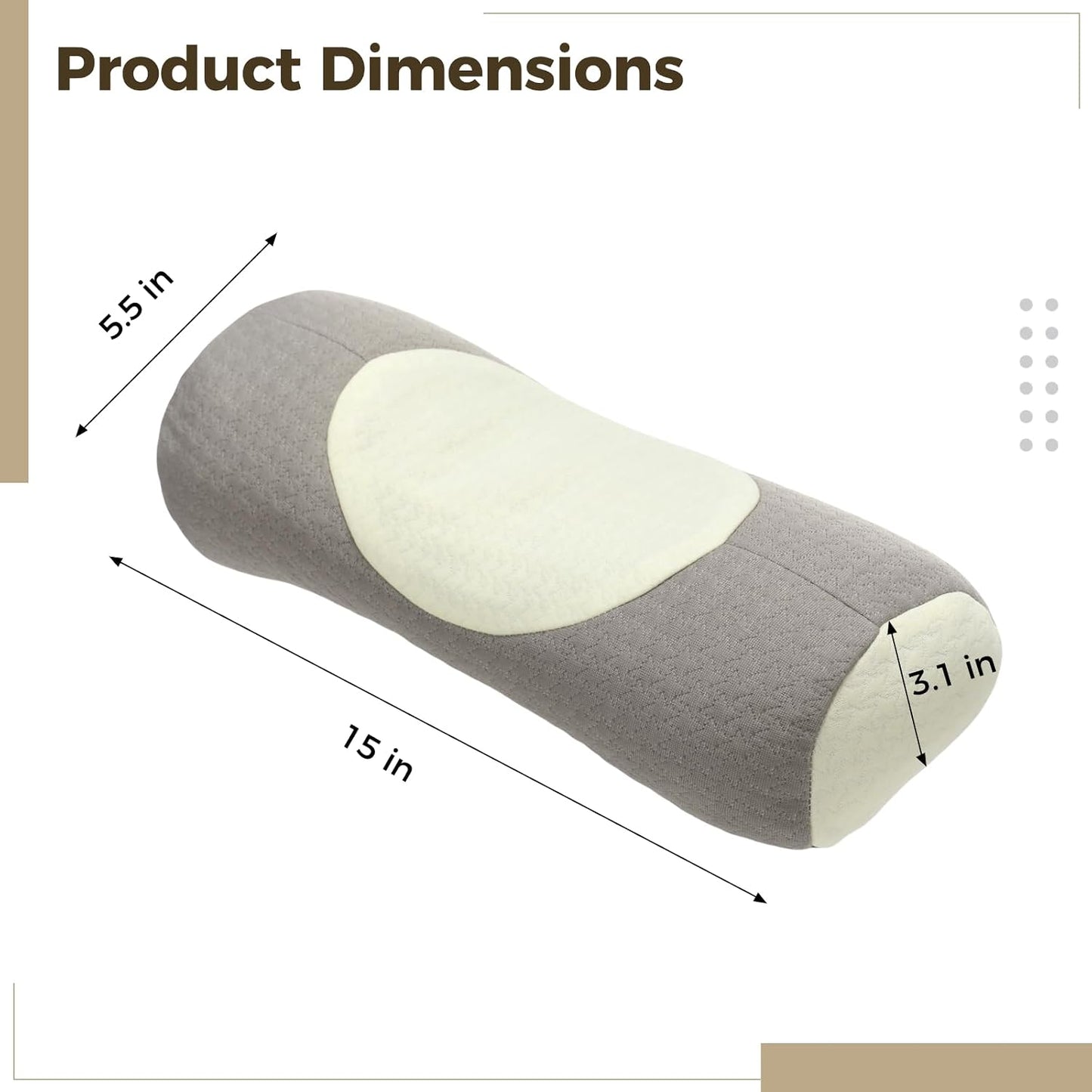 Buckwheat Neck Pillow Cervical Roll, Adjustable Support Pillow for Sleeping, Ergonomic Bolster Roll for Side and Back Sleepers, Neck Alignment Support with Zipper Cover