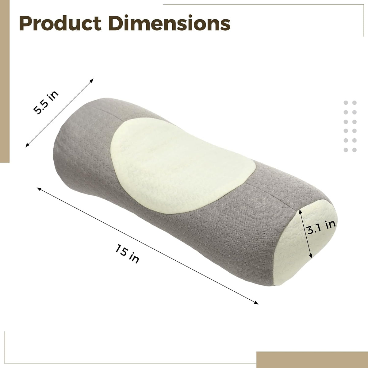 Buckwheat Neck Pillow Cervical Roll, Adjustable Support Pillow for Sleeping, Ergonomic Bolster Roll for Side and Back Sleepers, Neck Alignment Support with Zipper Cover