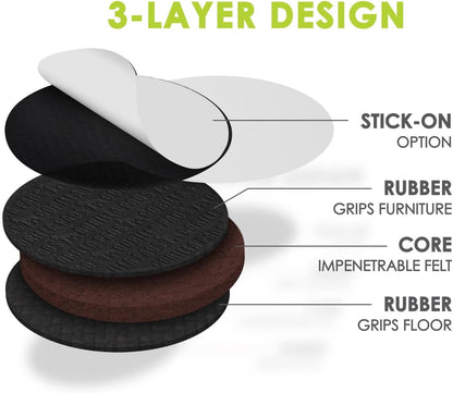 Slipstick GorillaPads CB144 Non Slip Furniture Pads/Grippers (Set of 8) Furniture Feet Floor Protectors, 2 Inch Round, Black