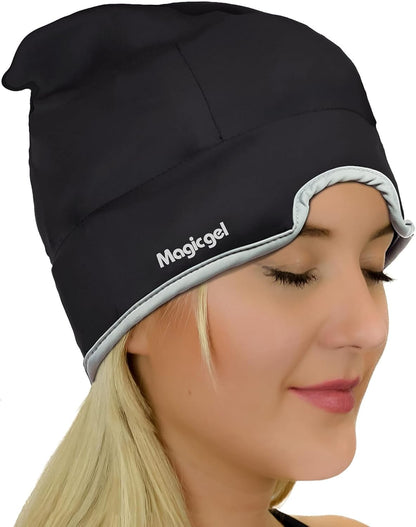 Magic Gel Migraine Ice Head Wrap - Real Migraine & Headache Relief | The Original Headache Cap | Cold, Comfortable, Dark & Cool; Endorsed by Physicians, Loved by Thousands - Purple