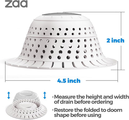 Shower Drain Hair Catcher Bathtub Drain Strainer Sink Drain Protector | Collapsible Pop-Up Drain Hair Catcher, Traps Hair & Prevents Clogs, Easy to Clean, Bathroom Fixture Accessories, Gray