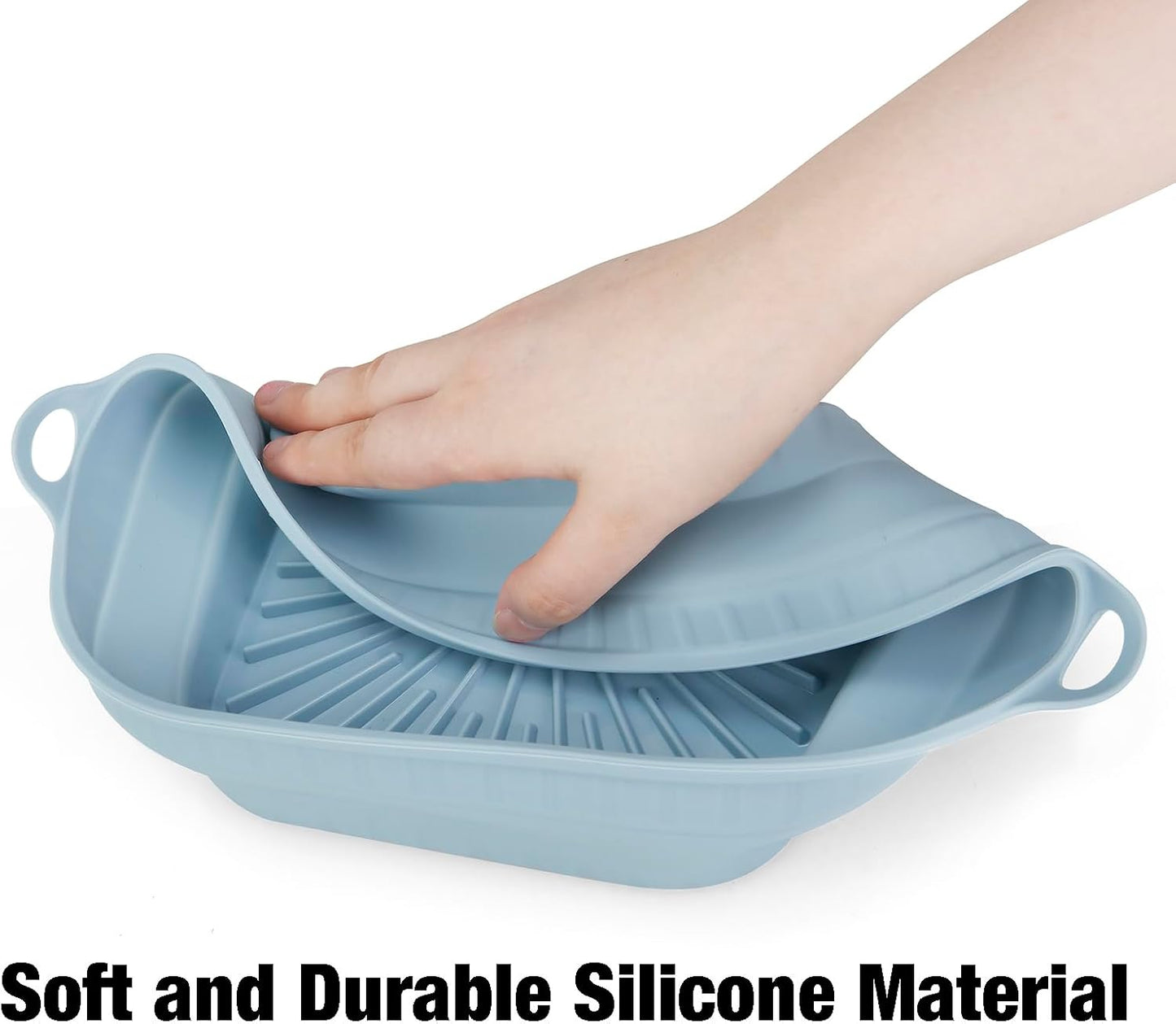 3 Pack Silicone Air Fryer Liners Reusable– Emptycolor 8 Inch Square Silicone Liners for Air Fryer Basket, Non-Stick Heat Resistant Airfryer Silicone Pot Basket for 3QT–6.8QT, Oven & Microwave