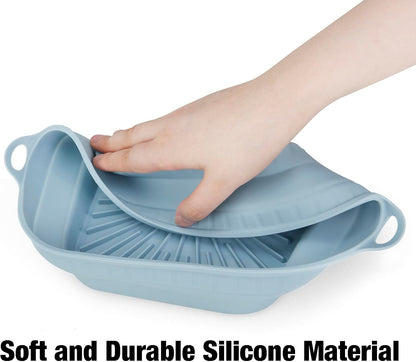 3 Pack Silicone Air Fryer Liners Reusable– Emptycolor 8 Inch Square Silicone Liners for Air Fryer Basket, Non-Stick Heat Resistant Airfryer Silicone Pot Basket for 3QT–6.8QT, Oven & Microwave