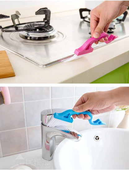 2pcs Hand-held Groove Gap Cleaning Tools Door Window Track Kitchen Cleaning Brushes (Sky Blue)
