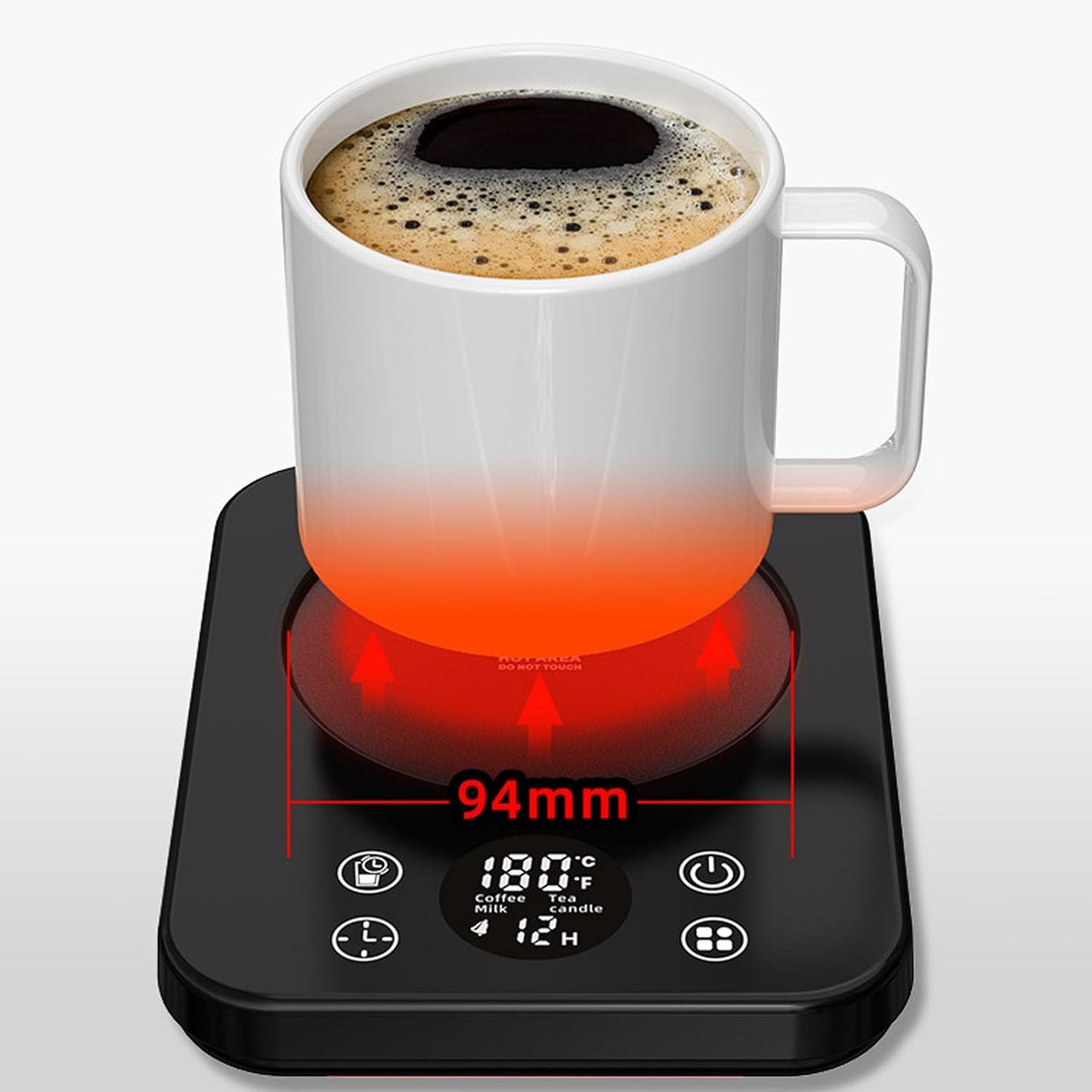GOWENIC Electric Mug Warmer, Fast Heating12H Timer Auto Shut Off 9 Temperature Settings Cup Warmer Portable Heater with Display for Beverage Tea Water Milk (US Plug)