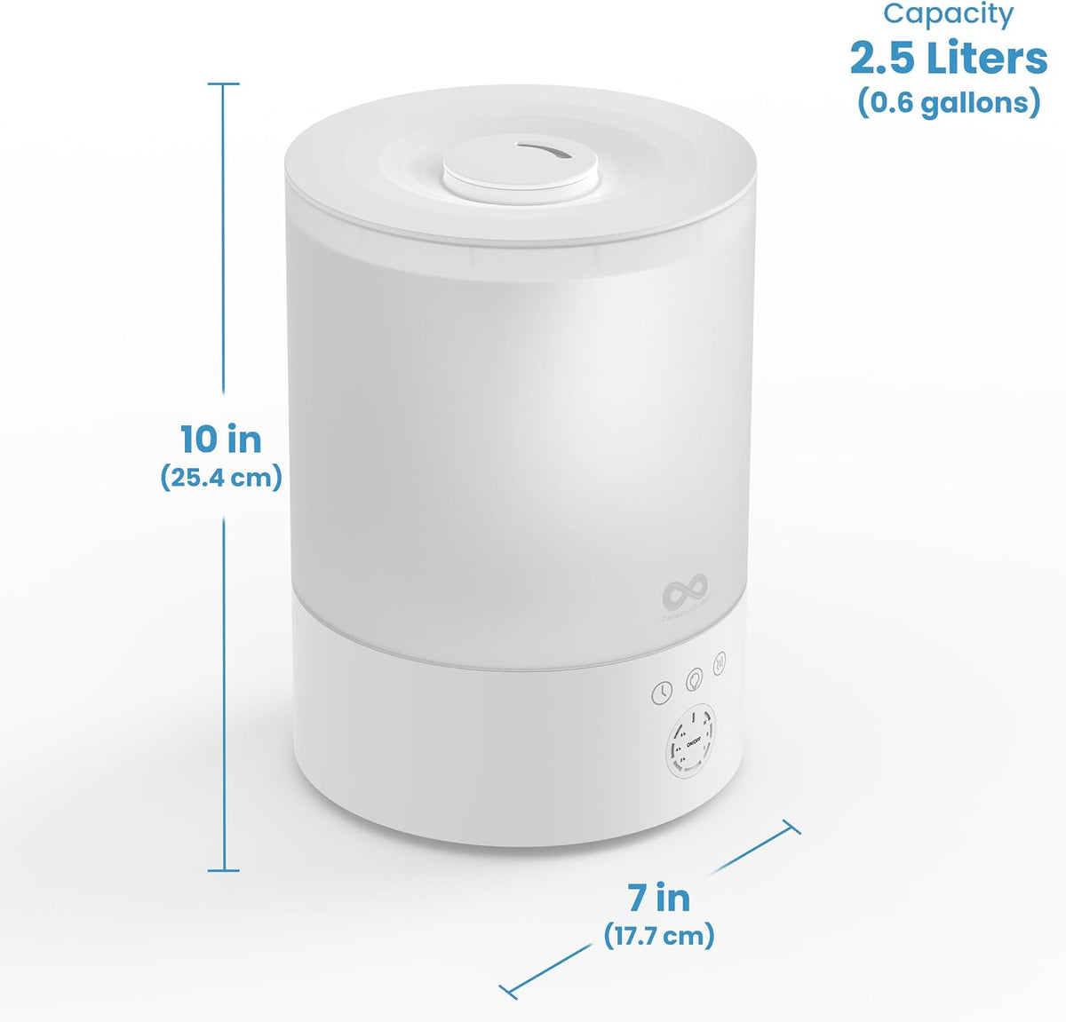 Everlasting Comfort 2.5L Top Fill Humidifier for Bedroom – 28dB Ultra-Quiet, Easy to Fill & Clean, 24HR Runtime, Night Light, Timer, Ultrasonic Cool Mist, Auto Shut-Off for Indoor Use