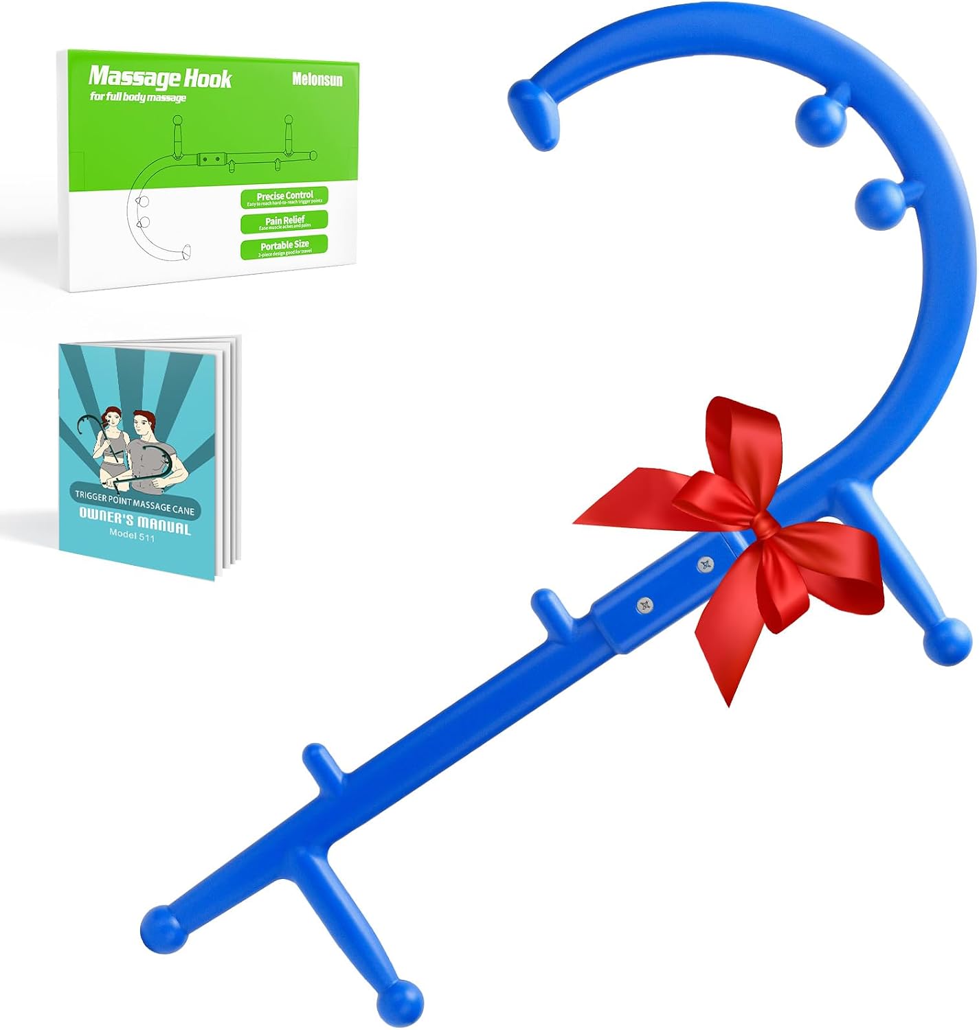 Trigger Point Massage Cane for Back Neck Shoulder and Full Body Deep Tissue Massage Hook for Muscle Knots, Ergonomic Self Massage Tool for Hard-to-Reach Areas, Lightweight Portable, FSA-HSA Eligible