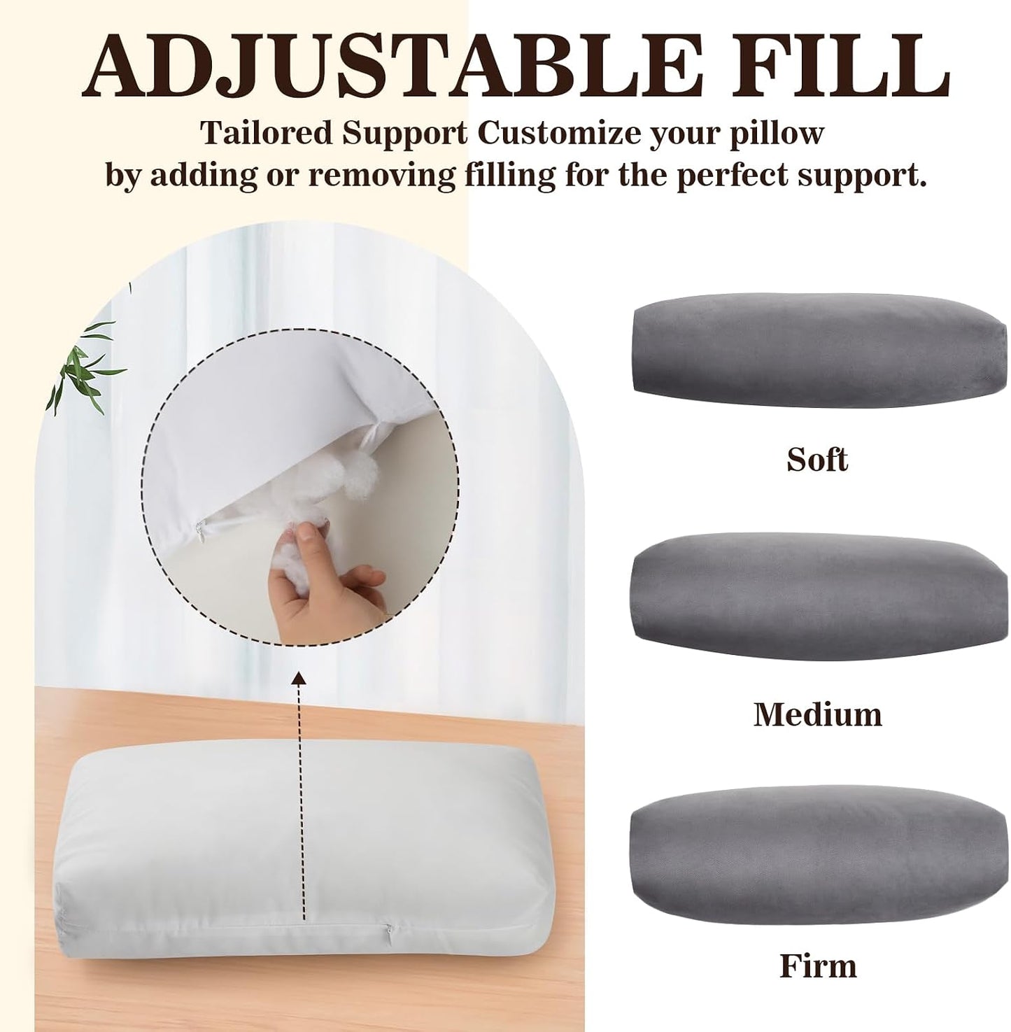 Recliner Headrest Pillow, Adjustable Comfort Neck & Head Support Pillow | Soft Velvet, Weighted Non-Slip Flap, Adjustable Filling, Washable Cover, for Recliners, Sofas, Office Chairs