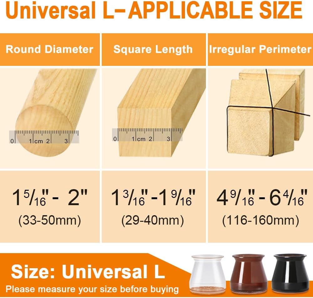 VIUME 24 Pcs Chair Leg Floor Protectors for Hardwood Floors Round | Silicone Covers Felt Pads Furniture Leg Caps Anti-Scratch Reduce Noise Fit (1-5/16" to 2")