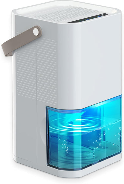 Dehumidifier Dual Core Small Quiet for Bathroom RV Bedroom | Portable, Auto Shut OFF, 57OZ Water Tank. Delay-Off Timer and Ambient Light. Perfect for Small Basement RV Camper Closet