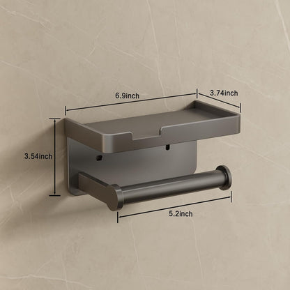 VOLDRA Toilet Paper Holder with Shelf Black Wipes Dispenser for Bathroom Toilet Paper Holder with Storage Upgrade Drawer Design Toilet Tissue Holder Adhesive Small Bathroom Shelf Wall Mount