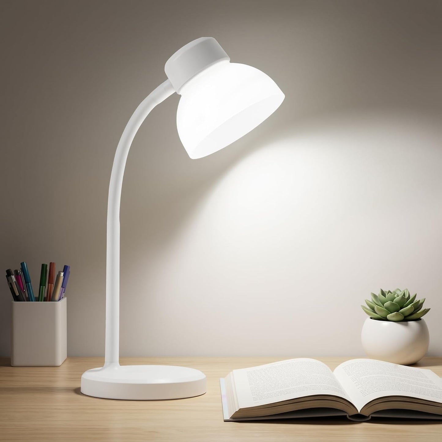 GyroVu Clip-On Desk Lamp, Eye-Care LED Reading Light, Adjustable Gooseneck, Anti-Tip Bedside Reading Light—Small Desk Lamps for Home Offices, College Dorm Rooms, and Bed Headboards (Black)