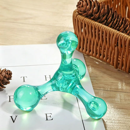 Triangle Relief Massage Ball, Mini Crystal Handheld Trigger Massager, Deep Muscle Tissue Palm Pressure Point Massage Tool, for Neck Shoulder Back Muscle Pain Relief, Transparent Green