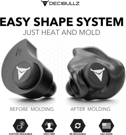 Decibullz - Custom Molded Earplugs, 31dB Highest NRR, Comfortable Hearing Protection for Shooting, Travel, Work and Concerts