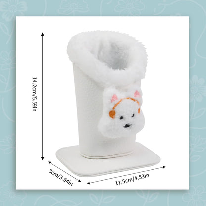 Plush Lined Eyeglasses Holder, Cute Magnetic PU Leather Glasses Stand Case for Women Men Kids