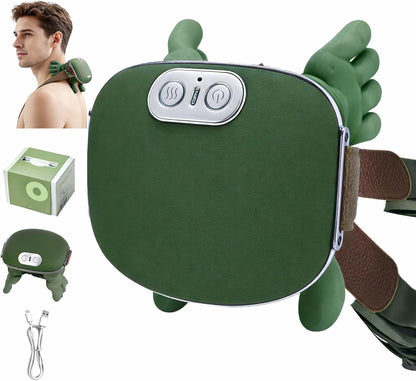 Upgraded Neck and Shoulder Massager,Professional Shiatsu Neck Massager,Portable Deep Tissue 4D Kneading with Heat,Intelligent Simulated Human Hand Design for Pain Relief and Muscle (Green)