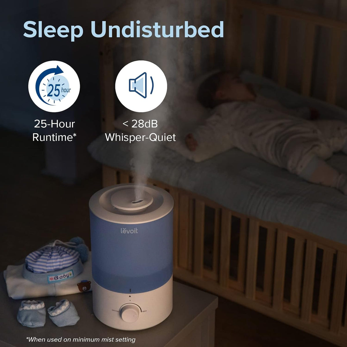 Levoit Top Fill Humidifiers for Bedroom, 2.5L Tank for Large Room, 25dB
