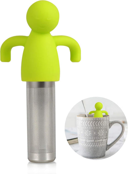 Leden Tea Infuser for Loose Leaf Tea Cute Tea Strainer Ball Stainless Steel Extra Fine Mesh Tea Steeper Filter for Cup Mug Silicone Handle Grey