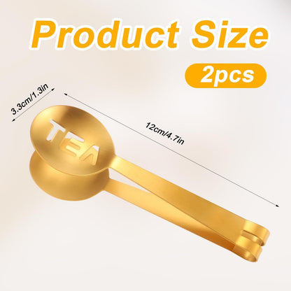 2 Pcs Tea Bag Squeezer, Stainless Steel Tea Spoon for Loose Tea Round Tea Bag Clamp Tea Bag Tongs Tea Bag Clip Tea Bag Grip Holder Strainer for Tea Drinkers Accessories Tool