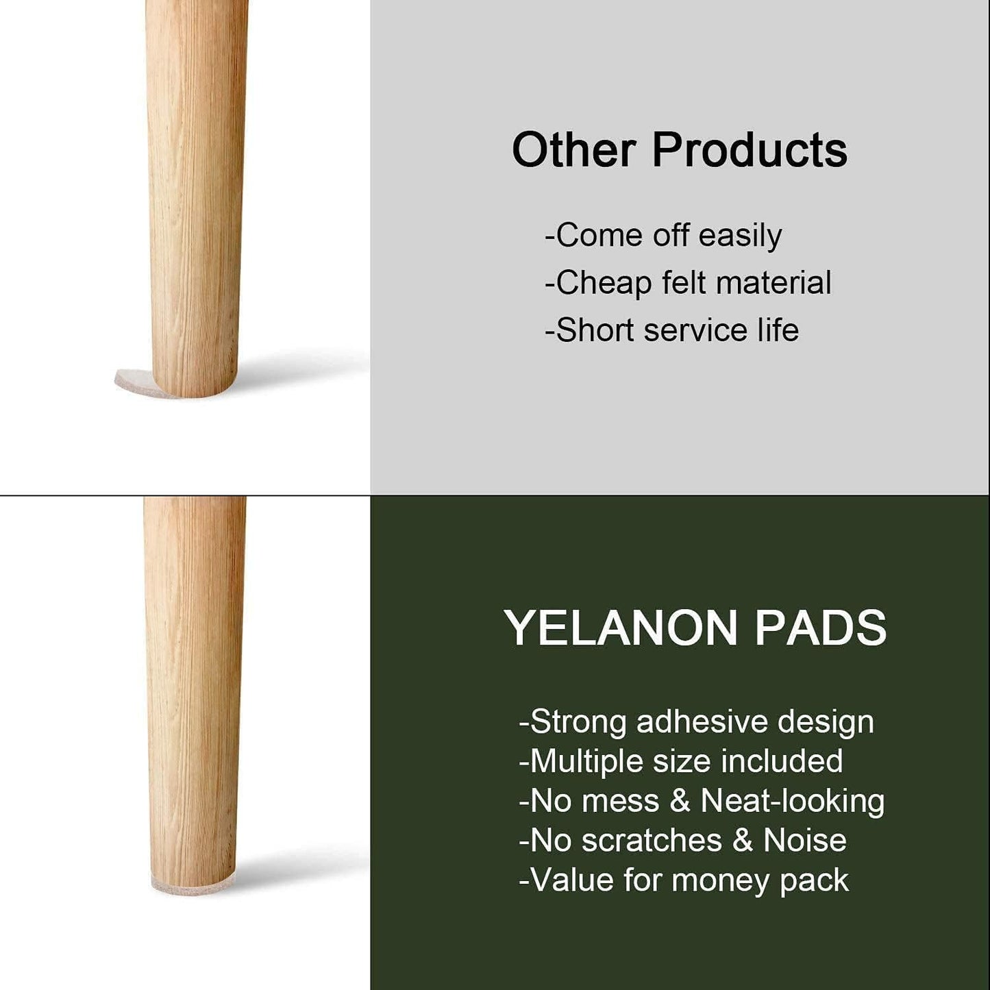 Felt Furniture Pads -182 Pcs Premium Felt Pads for Chair Legs Furniture, Floor Protectors for Hardwood Floors, Black