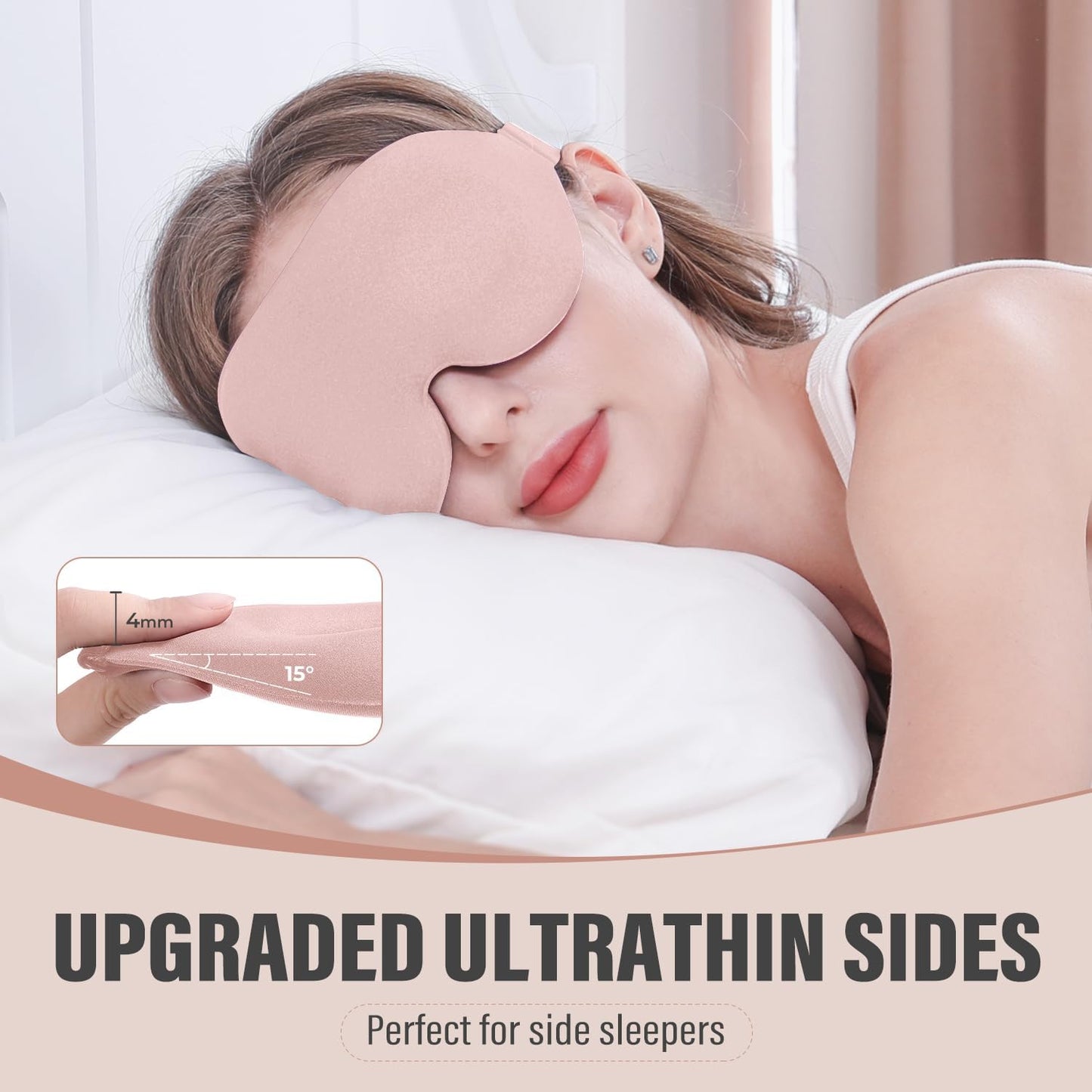 YIVIEW Sleep Mask for Side Sleeper, Complete Light Blocking 3D Sleeping Eye Mask, Soft Breathable Eye Cover for Women Men, Relaxing Zero Pressure Night Blindfold | Soft Breathable Eye Cover for Women Men, 3D Sleeping Eye Mask Black, Relaxing Travel