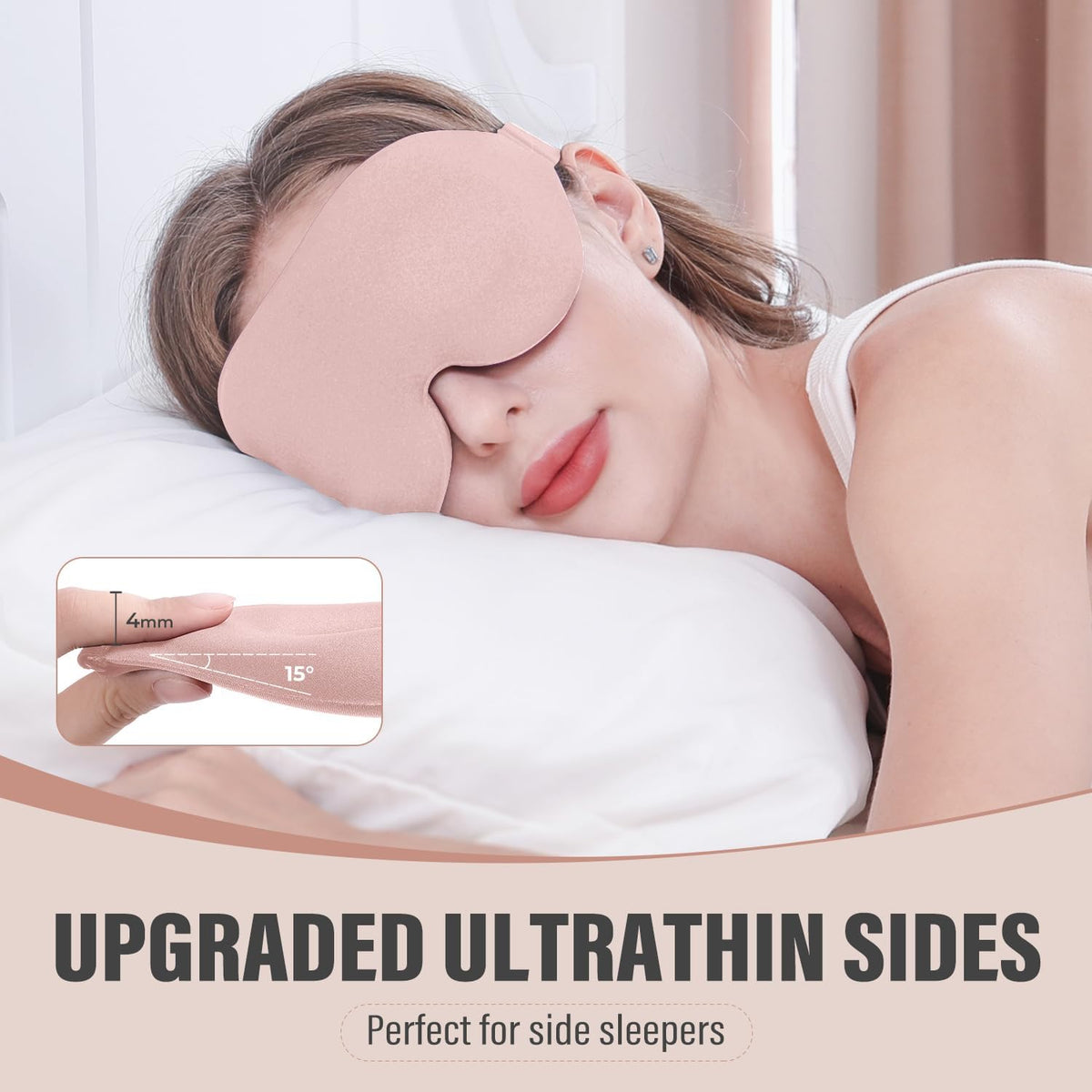 YIVIEW Sleep Mask for Side Sleeper, Light Blocking Zero Pressure Blindfold