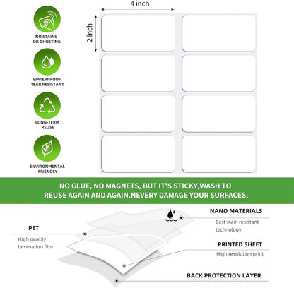 Reusable Dry Erase Labels for Organizing, Storage Bin, Craft, Jars, Pantry Labels, Sticky Notes for Office School Home Gift Chioce, Removable (2x4 inches, 24PCS) (White)