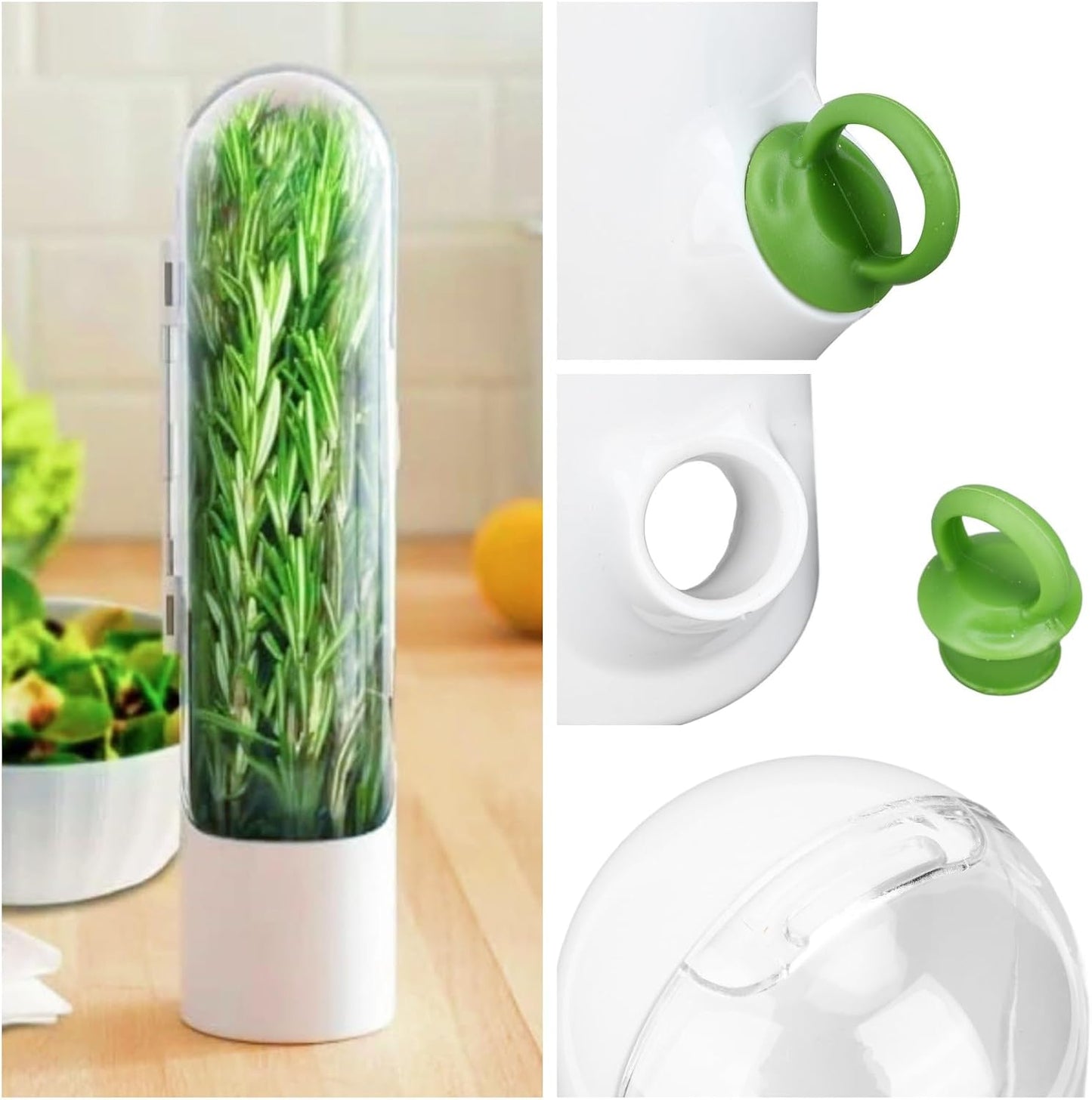 Herb Saver for Refrigerator, Vegetable Preservation Bottle,Herb Storage Container,Herb Savor Pod,Keeps Greens Fresh for 2-3 Weeks for Cilantro, Mint, Parsley, Asparagus