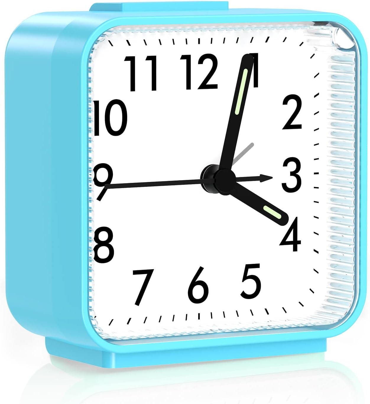 Analog Alarm Clock, Silent Non Ticking Table Clock, Travel Bedside Clock with Snooze, Night Light, Ascending Beep Sounds, Battery Operated Loud Small Clocks for Bedroom Travel Office, Black