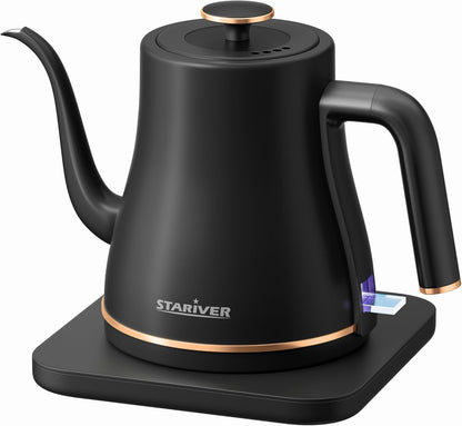 Stariver Gooseneck Electric Kettle, 0.8L Electric Tea Kettle | BPA-free Stainless Steel, Auto Shut-off & Boil-dry Protection, One-touch Fast Boiling, for Pour Over Coffee, Tea, Hot Water