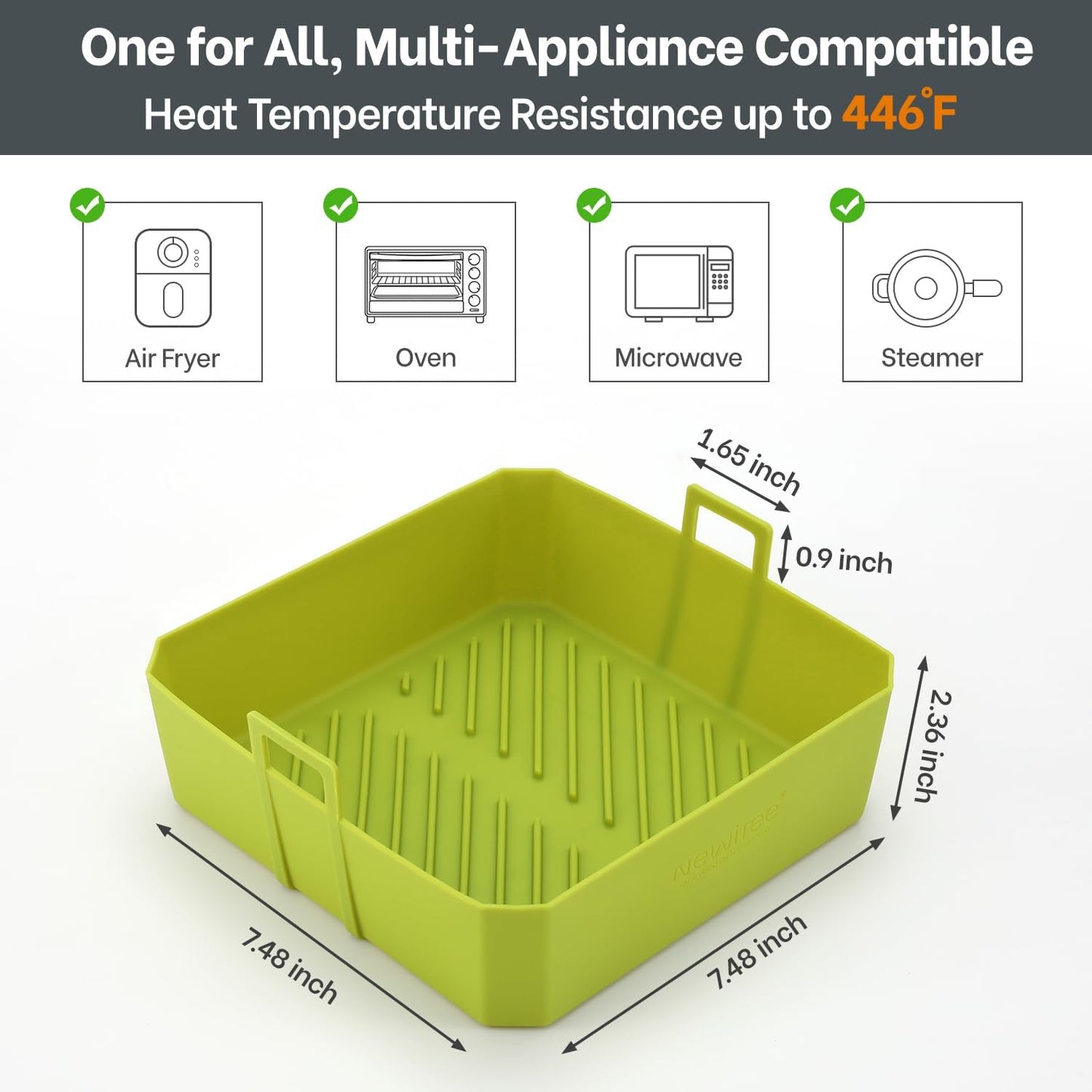 Air Fryer Silicone Liners 4QT For Ninja AF101, 2 Pack BPA Free Platinum Air Fryer Basket Liners with Handle, Round Reusable Liner Ninja Fryer Accessories, Upgrade