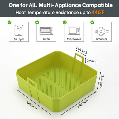 Air Fryer Silicone Liners 4QT For Ninja AF101, 2 Pack BPA Free Platinum Air Fryer Basket Liners with Handle, Round Reusable Liner Ninja Fryer Accessories, Upgrade