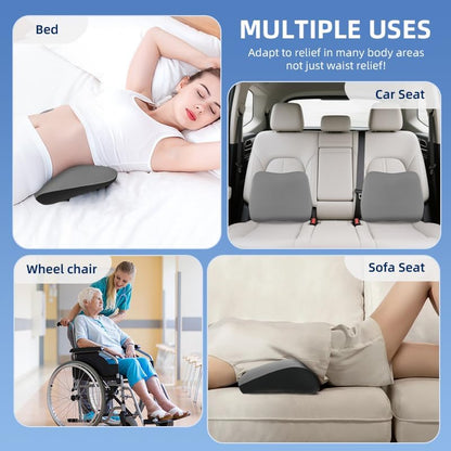 Lumbar Support Pillow for Office Chair, Memory Foam Lumbar Pillow for Lower Back Pain Relief (Grey)