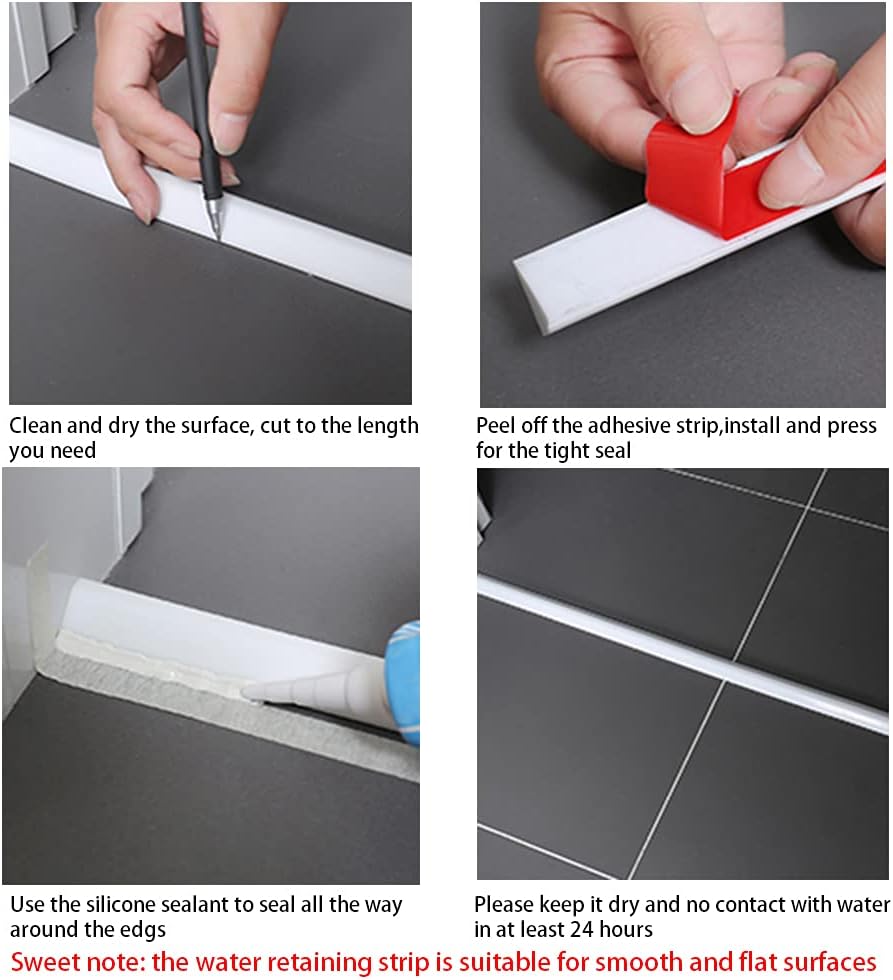 39 Inch Shower Threshold Water Dam Barrier,Transparent | Flexible Silicone Shower Door Bottom Seal for Water Stopper,Self Adhesive Water Blocker for Bathtub Countertop