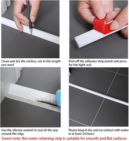 39 Inch Shower Threshold Water Dam Barrier,Transparent | Flexible Silicone Shower Door Bottom Seal for Water Stopper,Self Adhesive Water Blocker for Bathtub Countertop