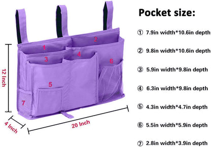 Sugaroom Bedside Storage Caddy, Bunk Bed Organizer Bed Storage Pocket Bedside Organizer Hanging Bed Storage Caddy for College Dorm Room, Hospital Bed Rails, Baby Bed, Camp