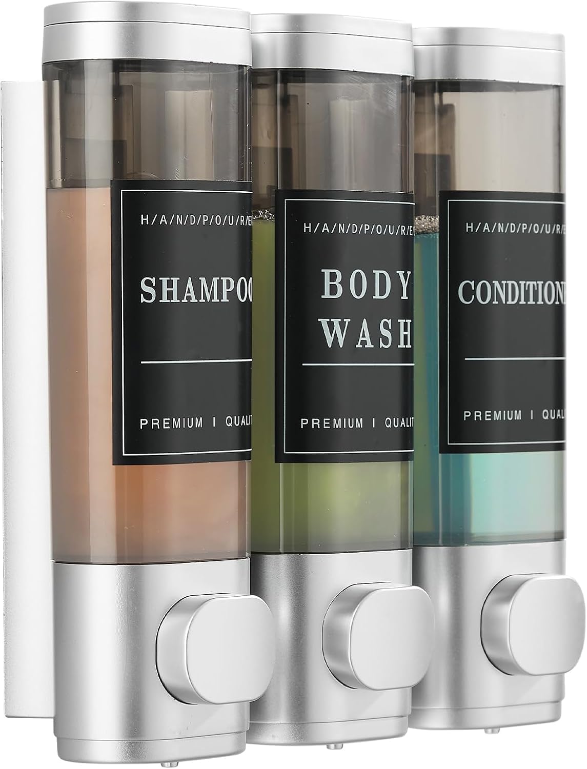 Shampoo and Conditioner Dispenser,Shower Soap Dispenser 3 Chamber No Drill Wall-Mounted Shampoo Dispenser for Shower Wall Mounted Shower Dispenser for Bathroom Hotel Large Capacity, Clear Bright