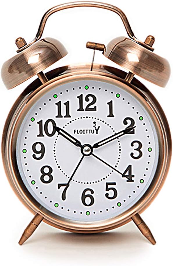 FLOITTUY Loud Alarm for Deep Sleepers 4'' Twin Bell Alarm Clock with Backlight for Bedroom and Home Decoration(Green)