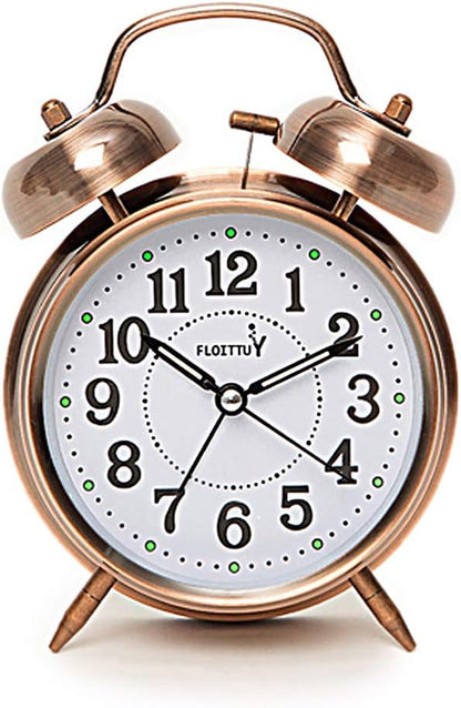 FLOITTUY Loud Alarm for Deep Sleepers 4'' Twin Bell Alarm Clock with Backlight for Bedroom and Home Decoration(Green)