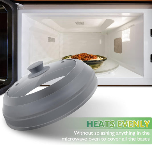 Glass Microwave Cover, BPA Free, 10.5 Inch Foldable Silicone Splash Guard