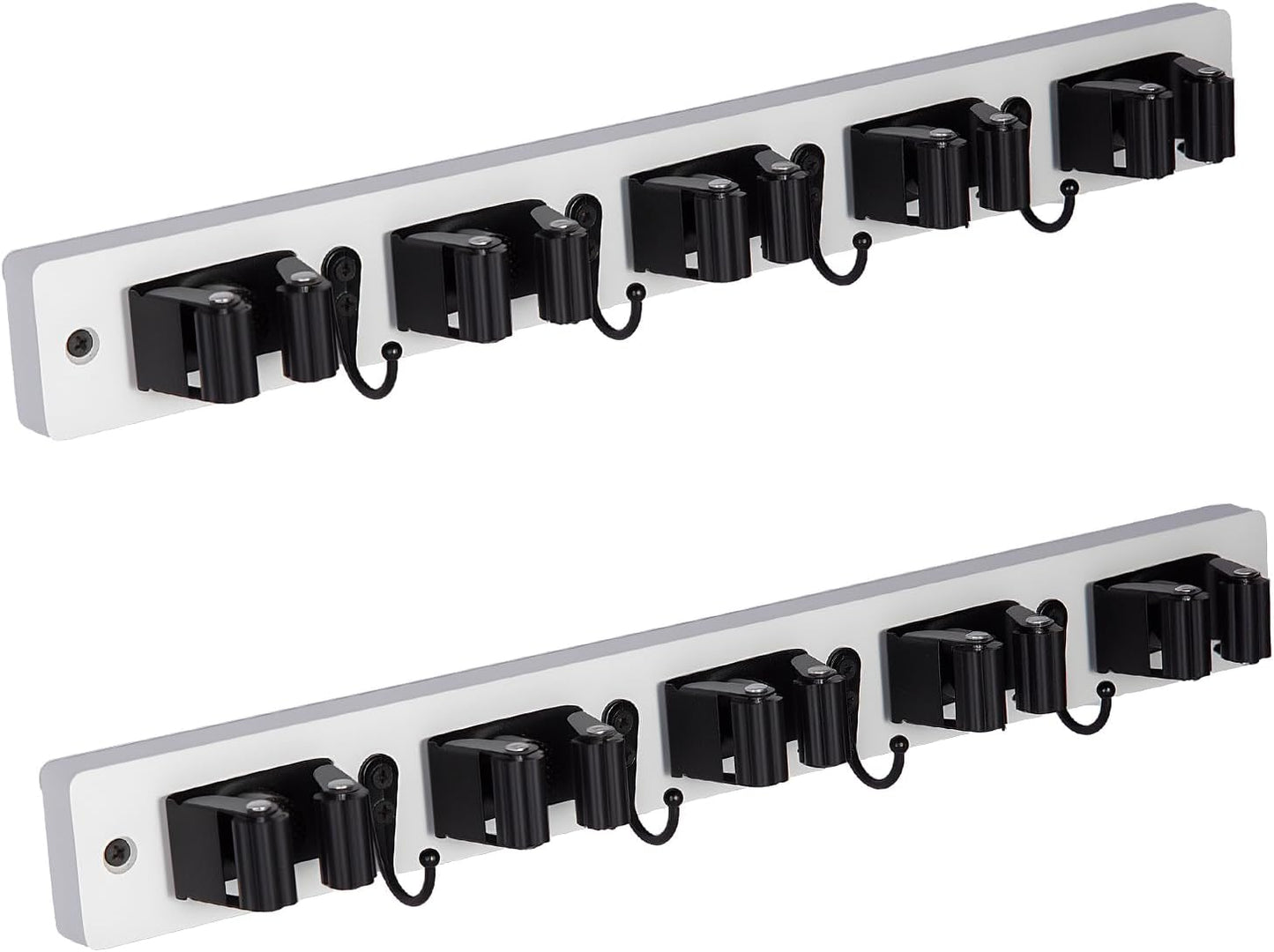 FunCee Broom Holder Wall Mount With 5 Slots & 4 Hooks，Rustic Wood Broom & Mop Hanger，Wall Mounted Garden & Garage Tool Storage Organizer Rack for Closet Laundry Room or Kitchen Wall Decor