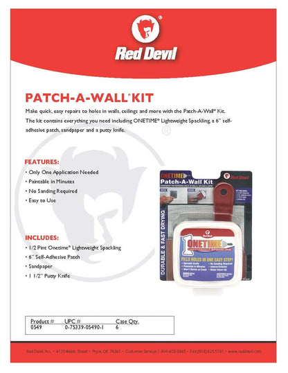 Red Devil 0542 ONETIME Lightweight Spackle Wall Repair, Spackling for Holes Drywall, 1/2 Pint, White, 8 Ounce, Made in USA