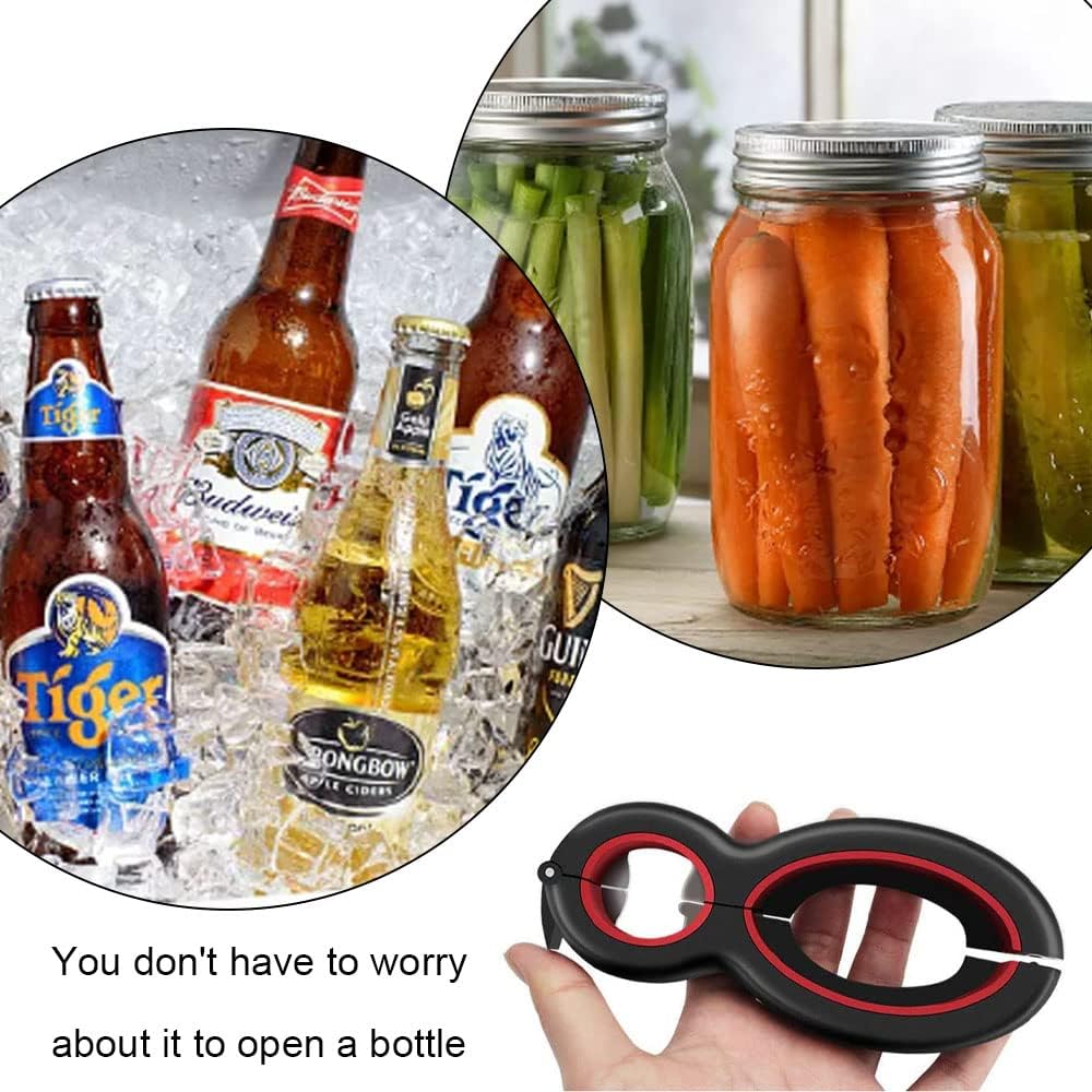 Helping Hand Senior Jar Opener with Silicone Gripper: Easy Opener for Weak Hands, Adjustable 6 in 1 Multifunctional Tool