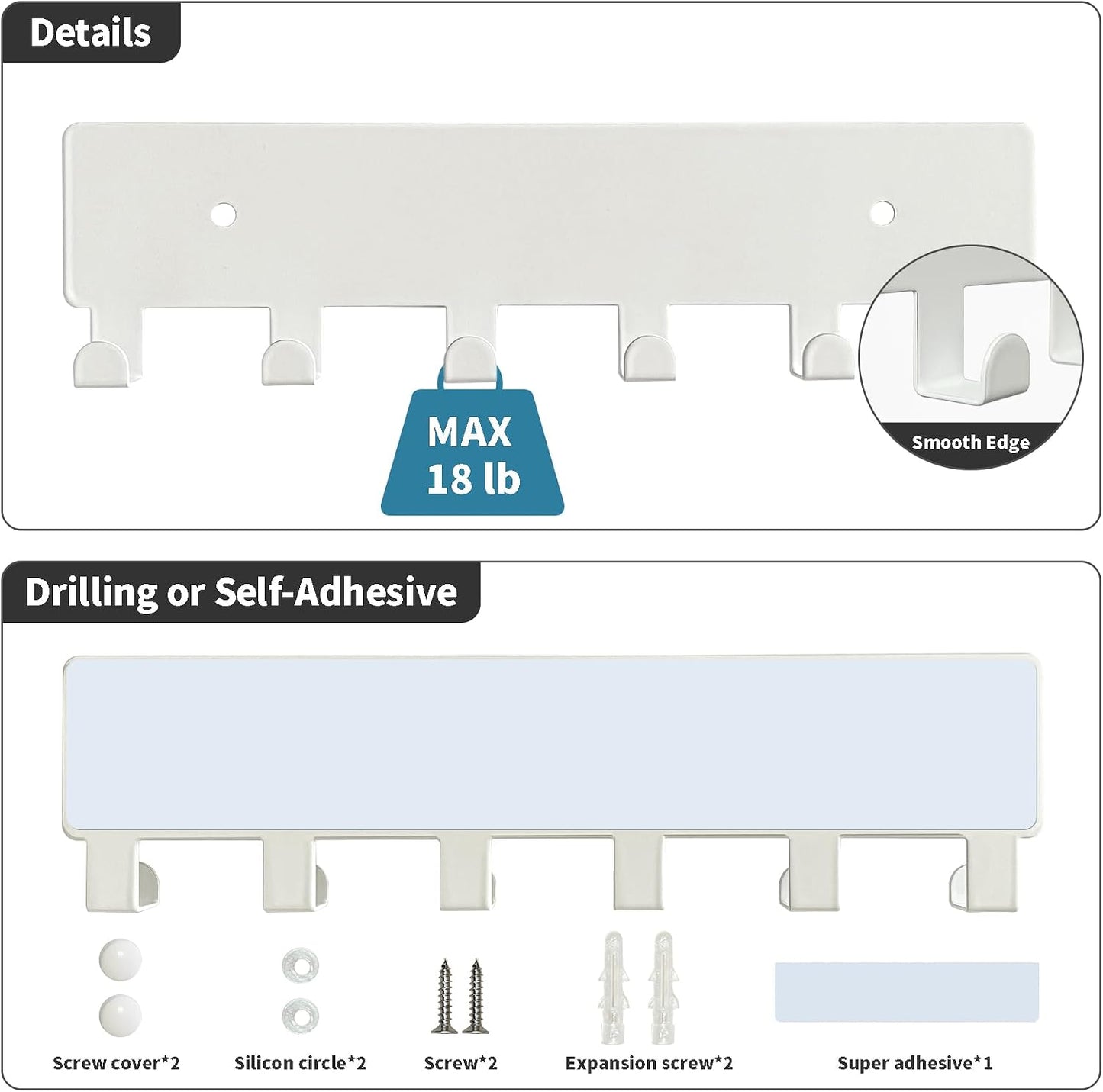 GTK Key Holder for Wall Key Hooks with Tray and 6 Hooks, Wall Mounted Key Holder for Hallway, Key Rack with Shelf for Mail Storage (Black)