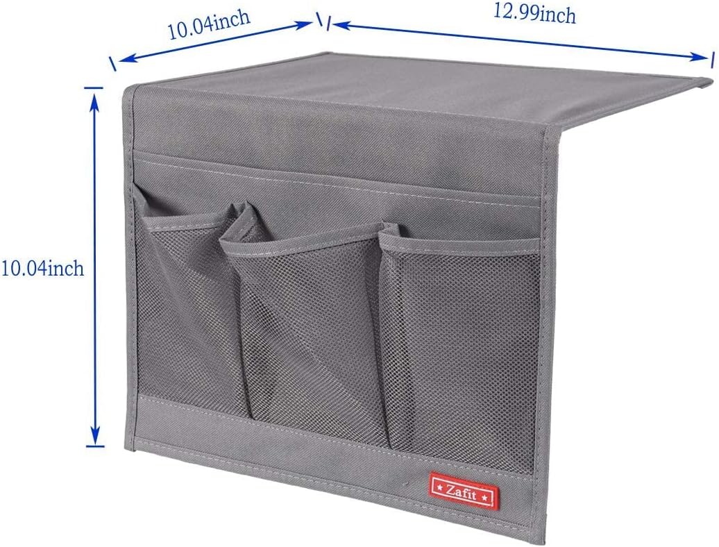 Zafit 5 Pockets Bedside Caddy, Bedside Storage Organizer for Water Bottles, Magazines, Phone, Glasses (5 Pockets-Grey)