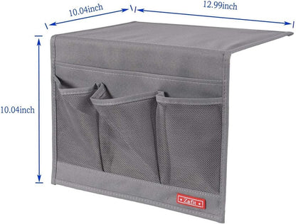 Zafit 5 Pockets Bedside Caddy, Bedside Storage Organizer for Water Bottles, Magazines, Phone, Glasses (5 Pockets-Grey)
