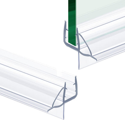 2 PCS Shower Door Bottom Seal, 3/8” X 36” Frameless Shower Glass Door Seal Strip, Clear PVC Shower Door Sweep Stop Shower Leaks, Shower Seal for 3/8 Inch (10mm) Glass