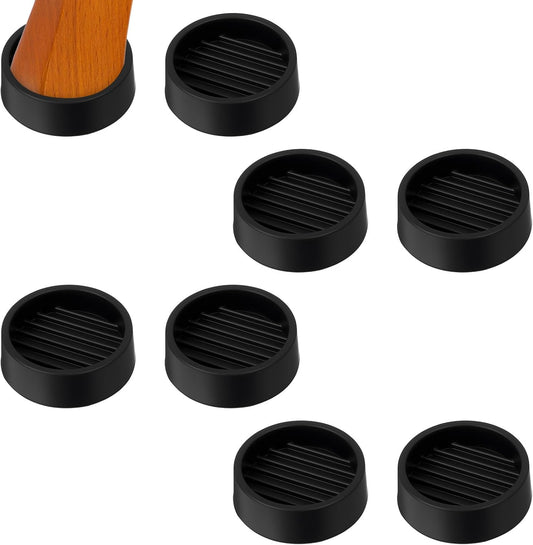 8 Pack Round Rubber Furniture Caster Cups, Non Slip Furniture Pads | 1.5 x 1.5" Furniture Gripper Anti Slide Floor Protector Rubber Furniture Feet for Bed Couch Table Chair Stoppers(Black)